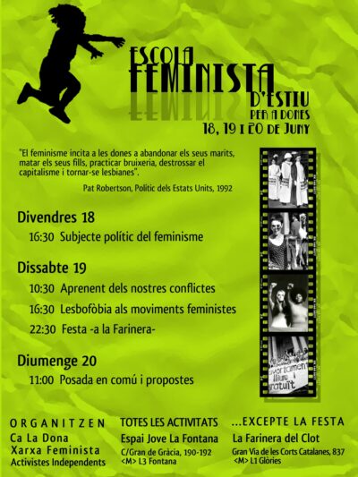 Escola Feminista d’Estiu  18, 19 i 20 de juny a l’Espai Jove la Fontana