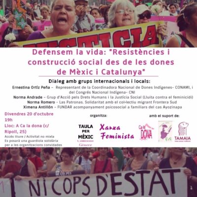 20/10:: [DIÀLEGS] “Resistències i construcció social des de les dones de Méxic i Catalunya”